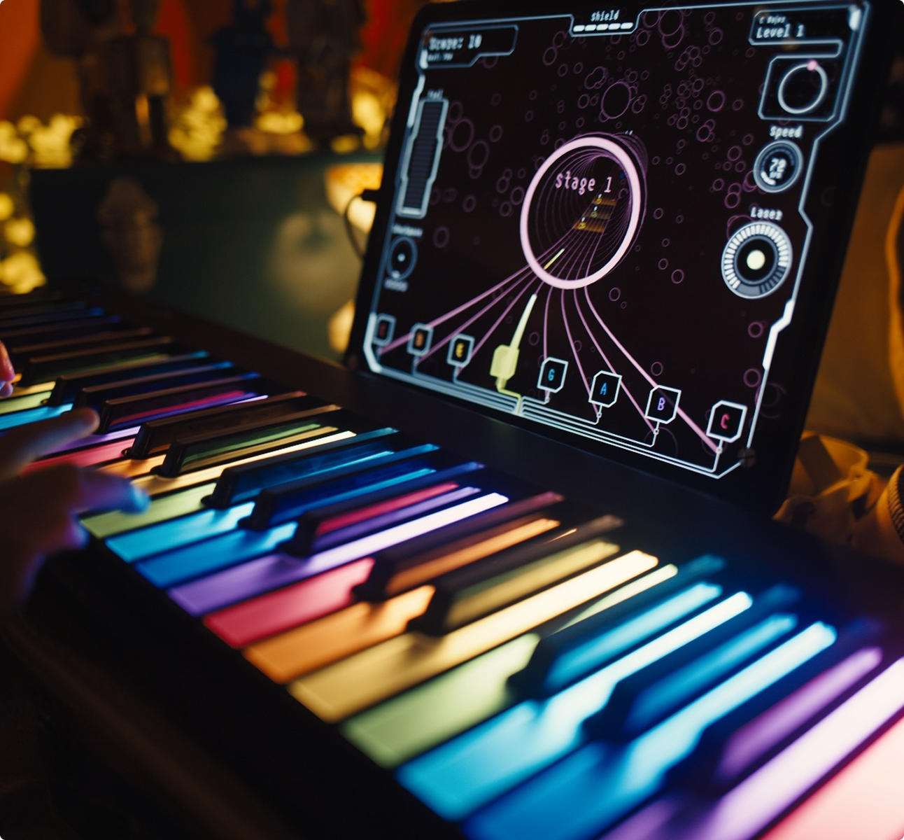 A musical game running in ROLI Learn